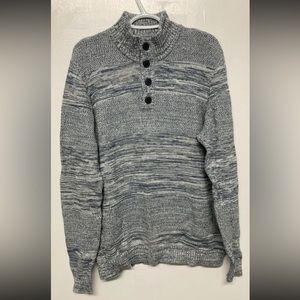 New! Flag & Anthem Mens Sweater Pullover Henley Blue Navy Medium Midweight Shirt